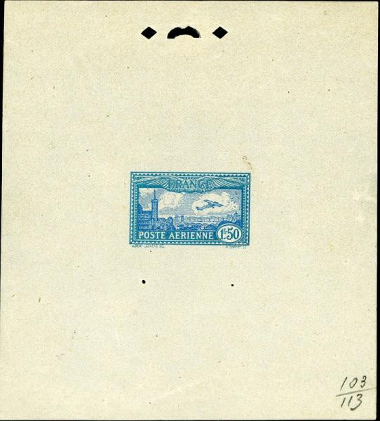 France_1930_Yvert_PA6a-Scott_C6_unadopted_blue_103_+_blue_113_typo