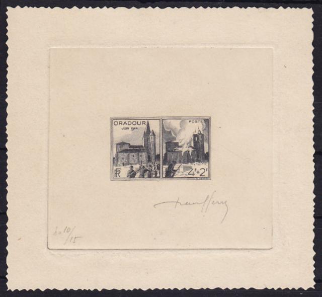 France_1945_Yvert_742a-Scott_B195_unadopted_Oradour_black_d_AP