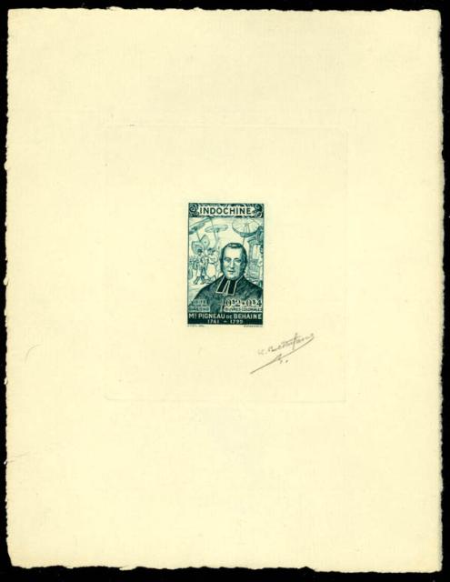 Indochine_1944_Yvert_289a-Scott_unadopted_Pigneau_de_Behaine_green_e_AP