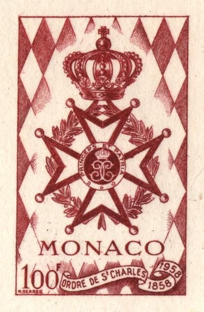 Monaco_1958_Yvert_490a-Scott_410_unadopted_St-Charles_Order_red_a_AP_detail_a