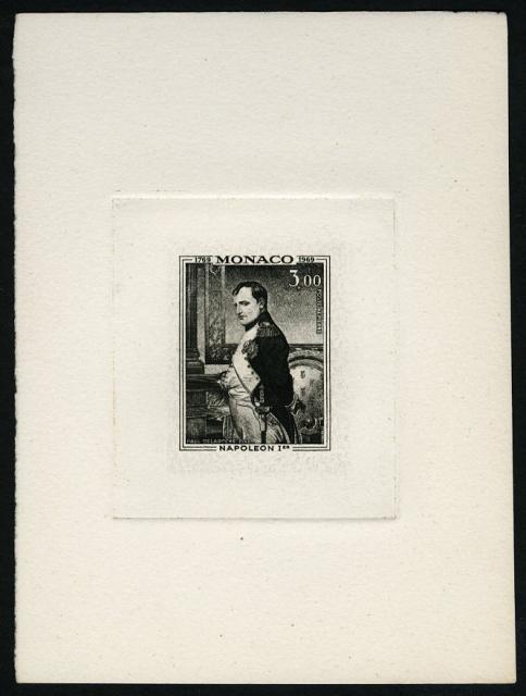 Monaco_1969_Yvert_PA94b-Scott_C76_unissued_in_TD_Napoleon_vertical_die_with_frame_positive_black_d_AP
