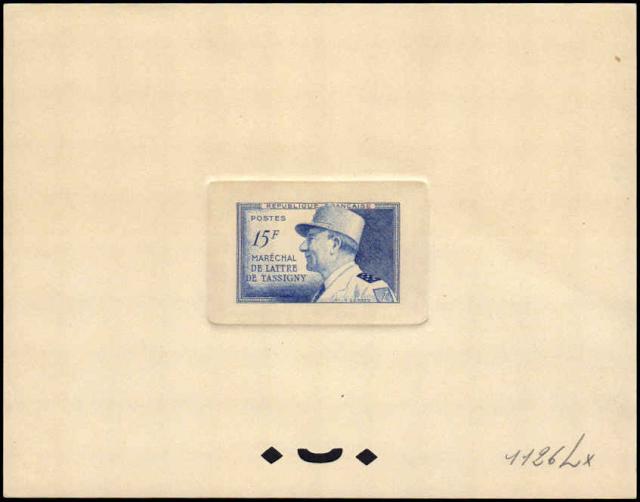 France_1952_Yvert_920a-Scott_675a_unadopted_Marechal_de_Lattre_Type_I-b_blue_1126_Lx_CP