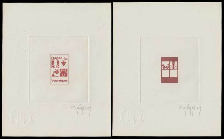 France_1975_Yvert_1848-Scott_1441_positive_+_negative_red-brown