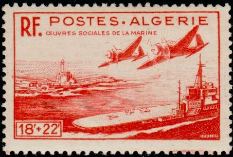 Algeria_1949_Yvert_274-Scott_B56_planes_IS