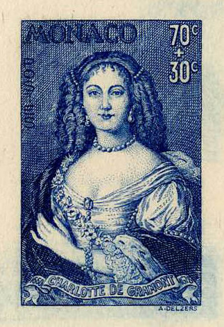 Monaco_1939_Yvert_188b-Scott_B29_unadopted_Charlotte_de_Grammont_70c_+_30c_blue_b_AP_detail