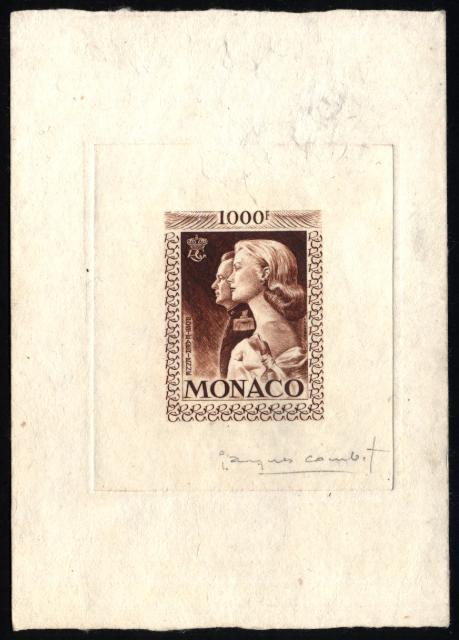 Monaco_1959_Yvert_PA72b-Scott_C55_unadopted_1000f_Grace_et_Rainier_III_maigre_brown_d_AP