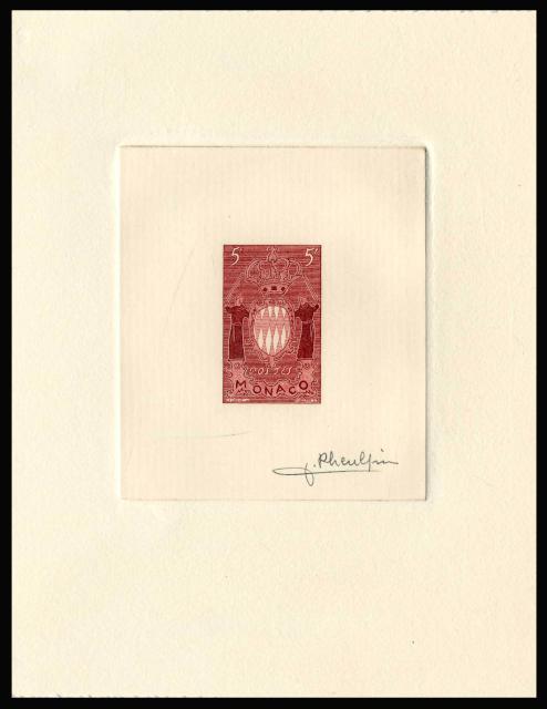 Monaco_1954_Yvert_411a-Scott_318_unissued_in_TD_armoirie_dark-red_AP