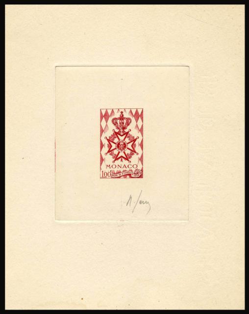 Monaco_1958_Yvert_490a-Scott_410_unadopted_St-Charles_Order_red_c_AP