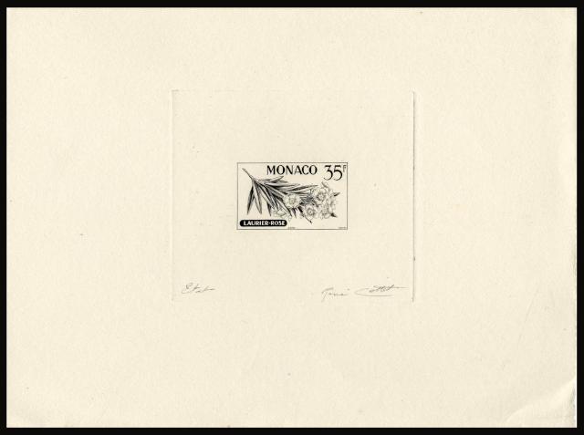 Monaco_1959_Yvert_519a-Scott_443_unadopted_different_inscription_Laurier_Rose_black_c_AP