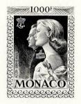 Monaco_1959_Yvert_PA72b-Scott_C55_unadopted_1000f_Grace_et_Rainier_III_maigre_black_e_AP_detail