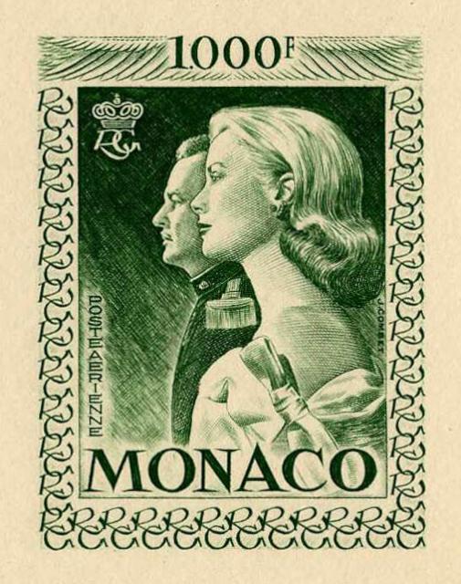 Monaco_1959_Yvert_PA72b-Scott_C55_unadopted_1000f_Grace_et_Rainier_III_maigre_green_b_AP_detail