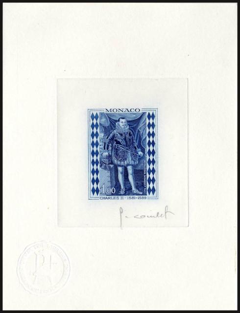 Monaco_1968_Yvert_770a-Scott_710_unadopted_Charles_II_positive_blue_a_AP