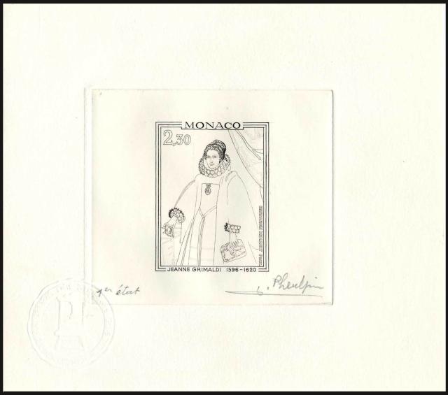 Monaco_1968_Yvert_771a-Scott_711_unadopted_Jeanne_Grimaldi_positive_1er_etat_black_AP