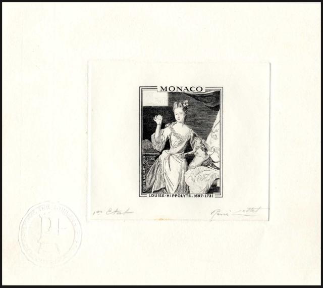 Monaco_1969_Yvert_798a-Scott_736_unadopted_2f30_Louise-Hippolyte_positive_1er_etat_black_AP