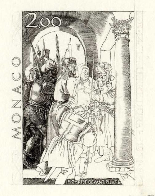Monaco_1972_Yvert_876A-Scott_817_unissued_Albert_instead_of_Albrecht_Durer_1er_etat_black_AP_detail