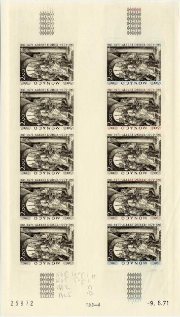 Monaco_1972_Yvert_876A-Scott_817_unissued_Albert_instead_of_Albrecht_Durer_full_sheet_b_ESS