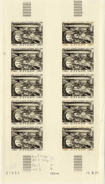 Monaco_1972_Yvert_876A-Scott_817_unissued_Albert_instead_of_Albrecht_Durer_full_sheet_d_ESS