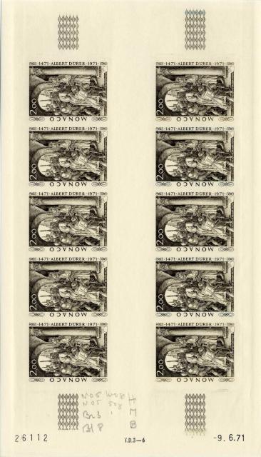 Monaco_1972_Yvert_876A-Scott_817_unissued_Albert_instead_of_Albrecht_Durer_full_sheet_f_ESS