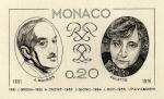 Monaco_1976_Yvert_1044a-Scott_1010_unadopted_Maurois_and_Colette_1er_etat_black_AP_detail