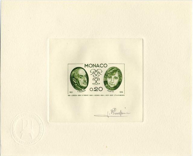 Monaco_1976_Yvert_1044a-Scott_1010_unadopted_Maurois_and_Colette_green_b_AP