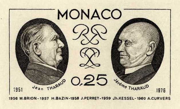 Monaco_1976_Yvert_1045a-Scott_1011_unadopted_Jean_and_Jerome_Tharaud_black_d_AP_detail