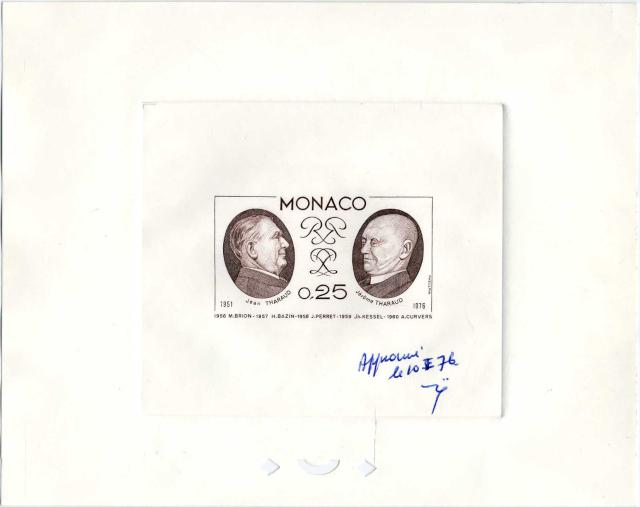 Monaco_1976_Yvert_1045a-Scott_1011_unadopted_Jean_and_Jerome_Tharaud_sepia_ATP