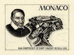 Monaco_1976_Yvert_1067a-Scott_1038_unadopted_St_Vincent-de-Paul_1er_etat_black_b_AP_detail