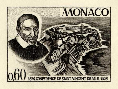 Monaco_1976_Yvert_1067a-Scott_1038_unadopted_St_Vincent-de-Paul_black_b_AP_detail