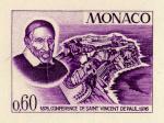 Monaco_1976_Yvert_1067a-Scott_1038_unadopted_St_Vincent-de-Paul_lilac_a_AP_detail