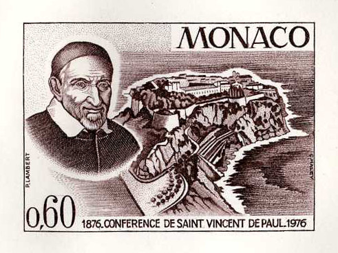 Monaco_1976_Yvert_1067a-Scott_1038_unadopted_St_Vincent-de-Paul_sepia_ATP_detail