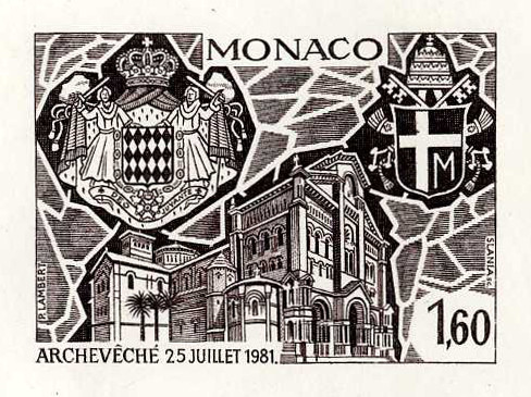 Monaco_1982_Yvert_1331a-Scott_1338_unadopted_Archdiocese_sepia_ATP_detail