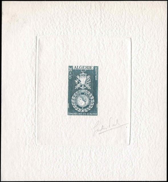 Algeria_1952_Yvert_296a-Scott_B65_unadopted_20f_+_5f_Medaille_militaire_green-grey_AP