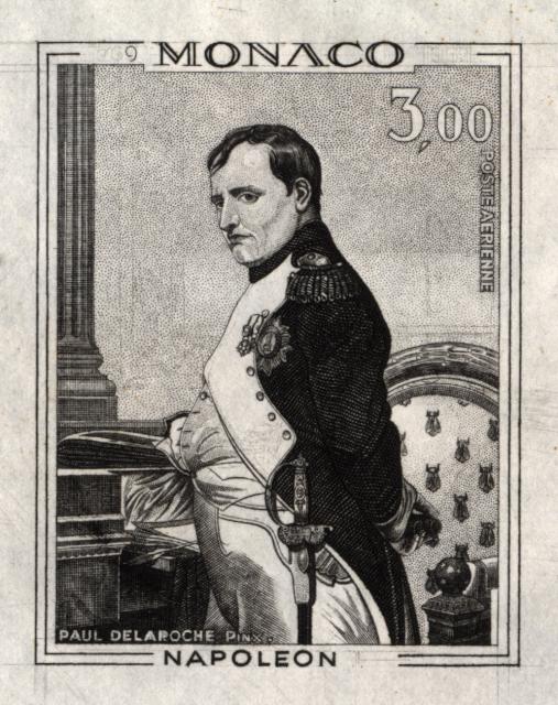 Monaco_1969_Yvert_PA94a-Scott_C76_unissued_in_TD_Napoleon_horizontal_die_without_frame_positive_1er_etat_black_ba_AP_detail_a