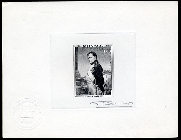 Monaco_1969_Yvert_PA94a-Scott_C76_unissued_in_TD_Napoleon_horizontal_die_without_frame_positive_black_b_AP
