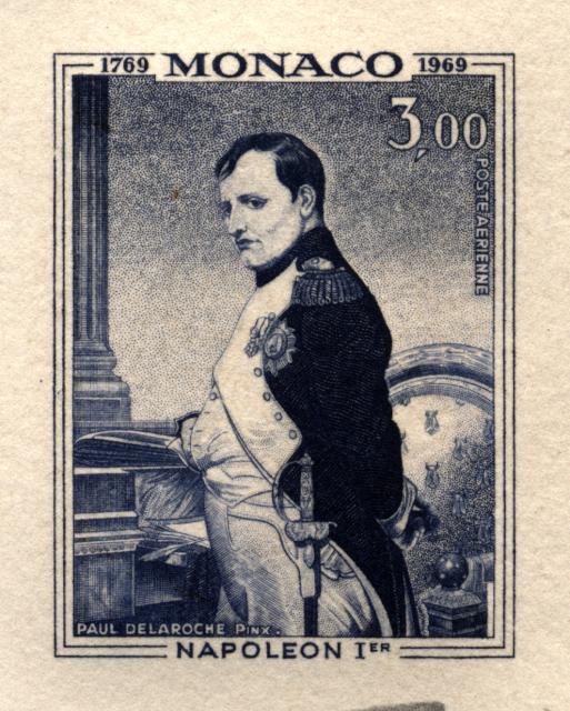 Monaco_1969_Yvert_PA94a-Scott_C76_unissued_in_TD_Napoleon_horizontal_die_without_frame_positive_etat_dark-blue_aa_AP_detail