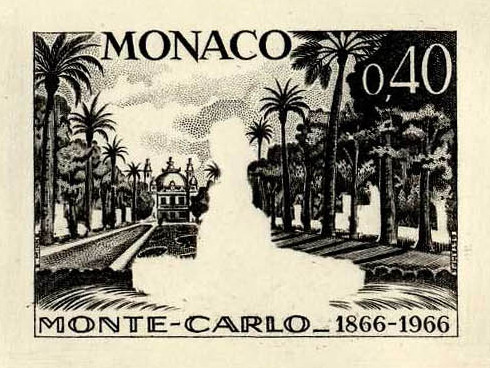 Monaco_1966_Yvert_693a-Scott_634_unadopted_Charles_III_Monument_1er_etat_black_b_AP_detail