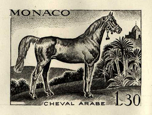 Monaco_1970_Yvert_837a-Scott_787_unadopted_1f30_cheval_arabe_black_ATP_detail_a