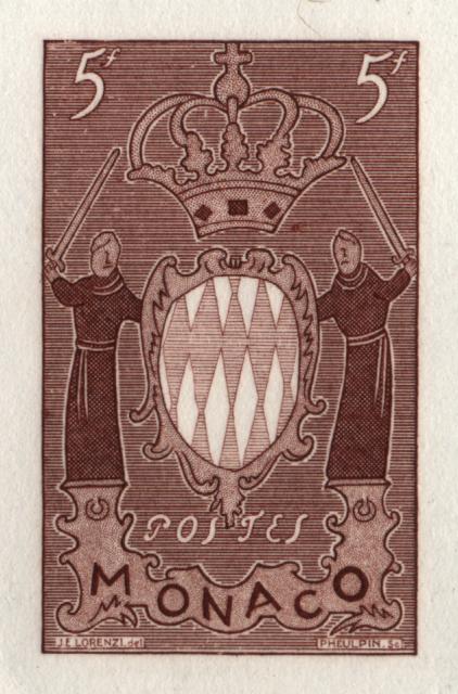 Monaco_1954_Yvert_411a-Scott_318_unissued_in_TD_armoirie_brown-red_aa_AP_detail