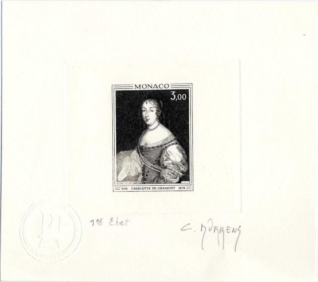 Monaco_1970_Yvert_846a-Scott_775_unadopted_Charlotte_de_Grammont_1er_etat_positive_black_b_AP