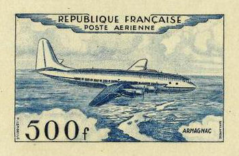 France_1953_Yvert_PA32a-Scott_C31a_unadopted_500f_Armagnac_blue_ATP_detail