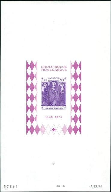 Monaco_1972_Yvert_BF7a-Scott_864_unadopted_Dolceaqua_Red_Cross_violet_b_ESS