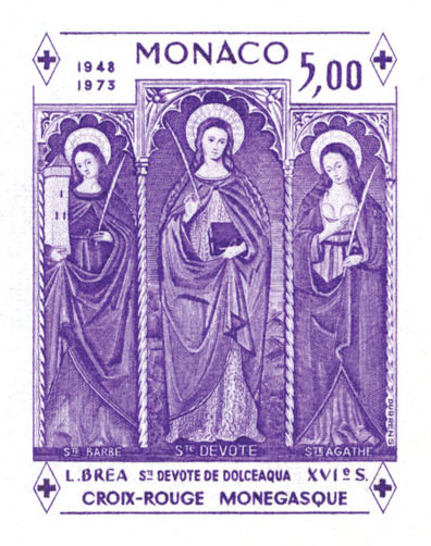 Monaco_1972_Yvert_BF7a-Scott_864_unadopted_Dolceaqua_Red_Cross_violet_b_ESS_detail