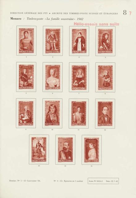 Monaco_1942_Yvert_234-248-Scott_B61-B75_unadopted_in_Helio_by_Courvoisier_Princes_brown_ab_ESS