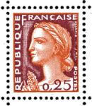 France_1960_Yvert_1263-Scott_968_tete_brown_706_Lc_fond_red_454_Lx_typo_detail