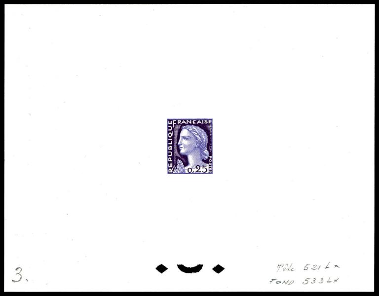 France_1960_Yvert_1263-Scott_968_tete_violet_521_Lx_fond_violet_533_Lx_typo_a