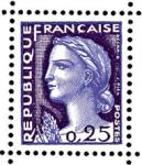 France_1960_Yvert_1263-Scott_968_tete_violet_521_Lx_fond_violet_533_Lx_typo_b_detail