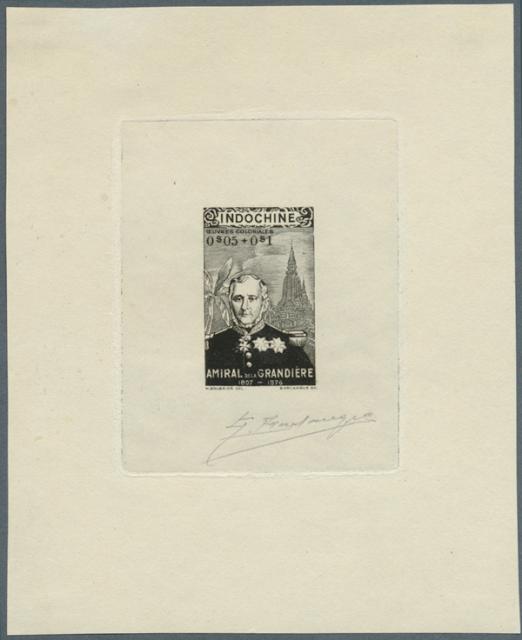 Indochine_1943_Yvert_263a-Scott_unadopted_5c_+_10c_Pierre_de_La_Grandiere_black_bb_AP