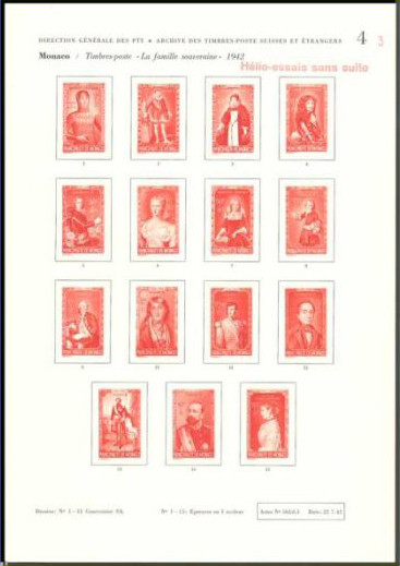 Monaco_1942_Yvert_234-248-Scott_B61-B75_unadopted_in_Helio_by_Courvoisier_Princes_orange_ESS