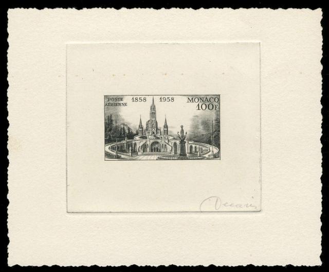 Monaco_1958_Yvert_PA69a-Scott_C51_unadopted_Lourdes_black_d_AP