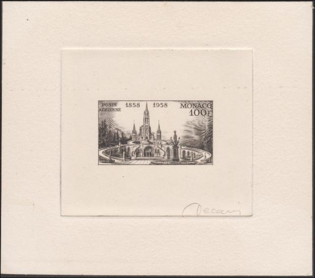 Monaco_1958_Yvert_PA69a-Scott_C51_unadopted_Lourdes_sepia_AP